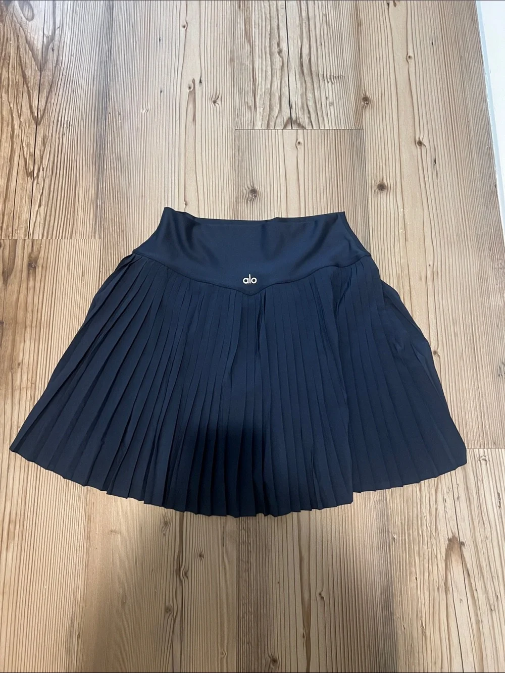 ALO Yoga navy Pleated Skater Skirt